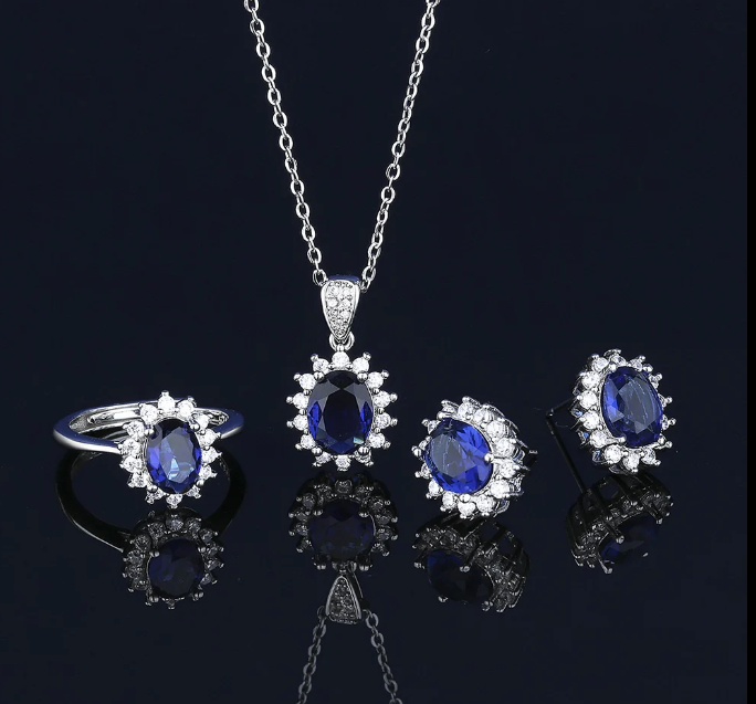 BLX Oval Flower Pendant Set