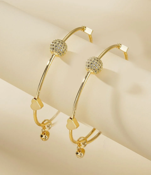 Adjustable Adult Bangle (Golden Ball )