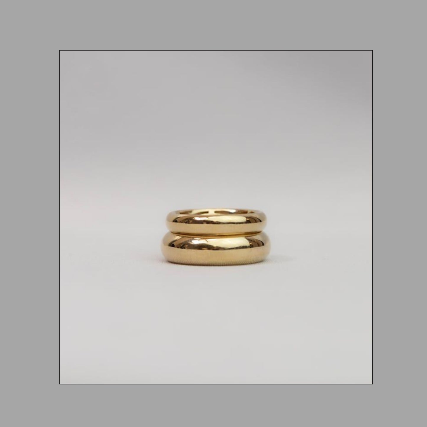 18k gold Classic dome ring | Simple Gold Band (2 pc)