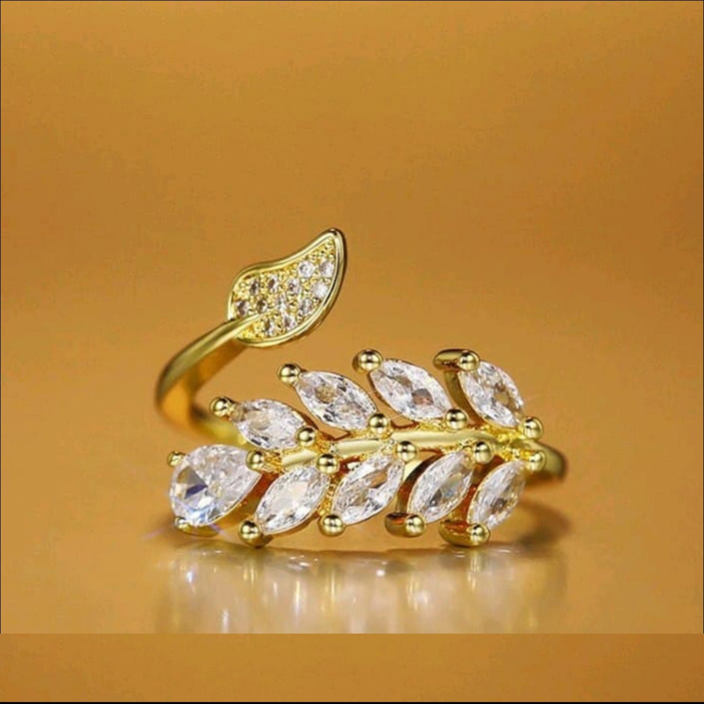 Double Leaf Wrap Ring Dainty Zircon Ring