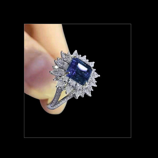 Square Flower Zircon Imported Ring