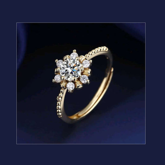 Flower Design Zircon Imported Ring