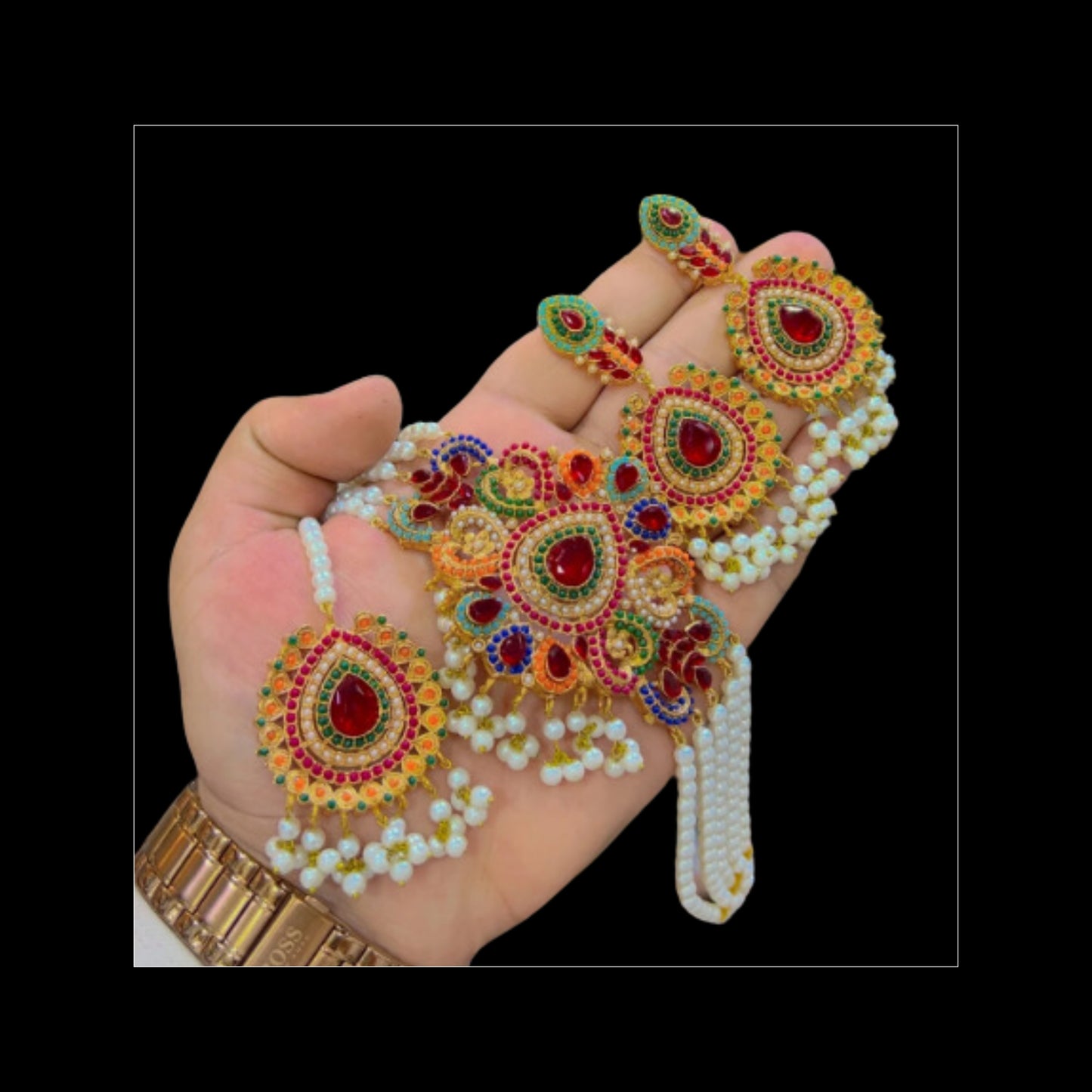 Bridal tikka earrings high quality choker set