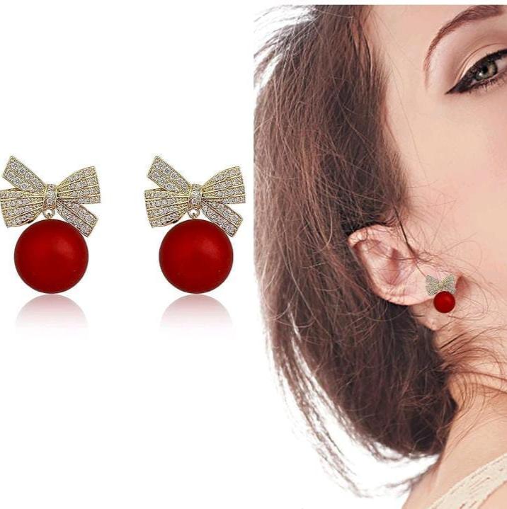 Premium Quality Imported Red Ball Earrings