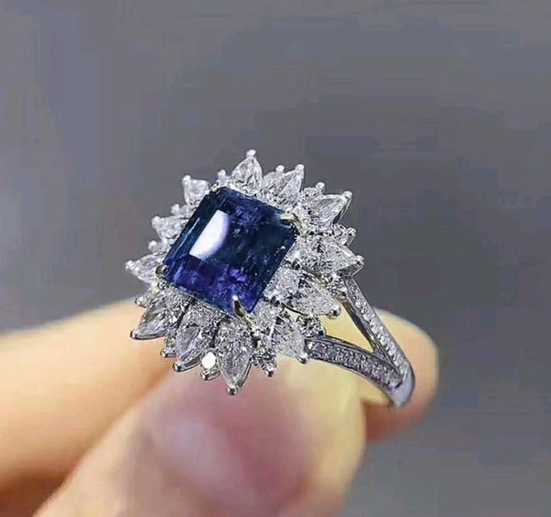 Square Flower Zircon Imported Ring