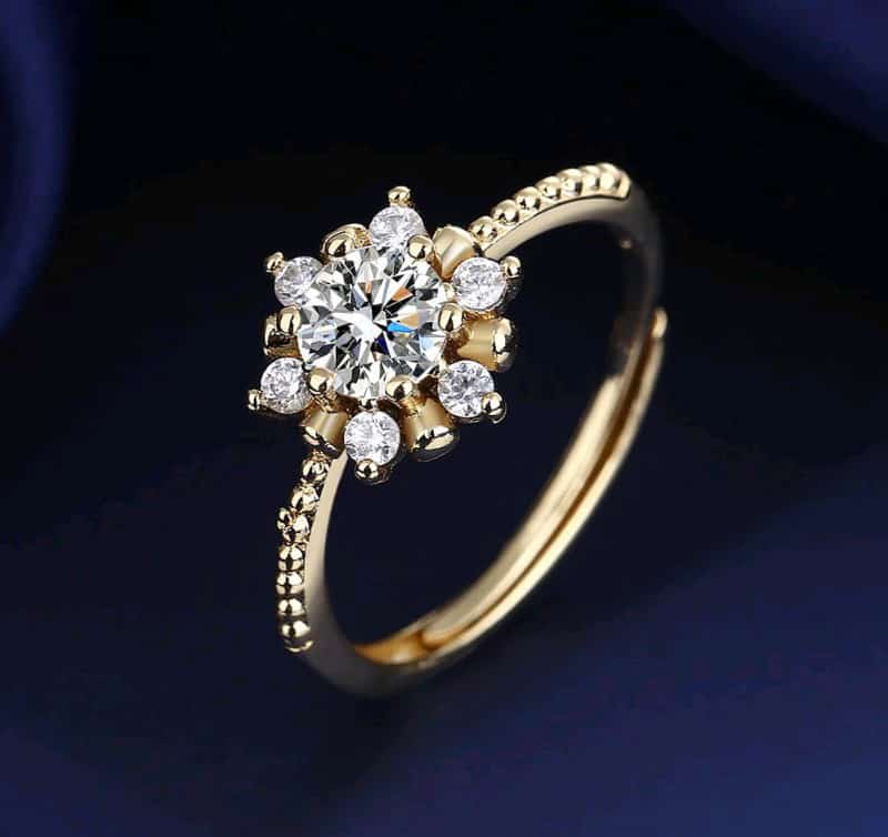 Flower Design Zircon Imported Ring