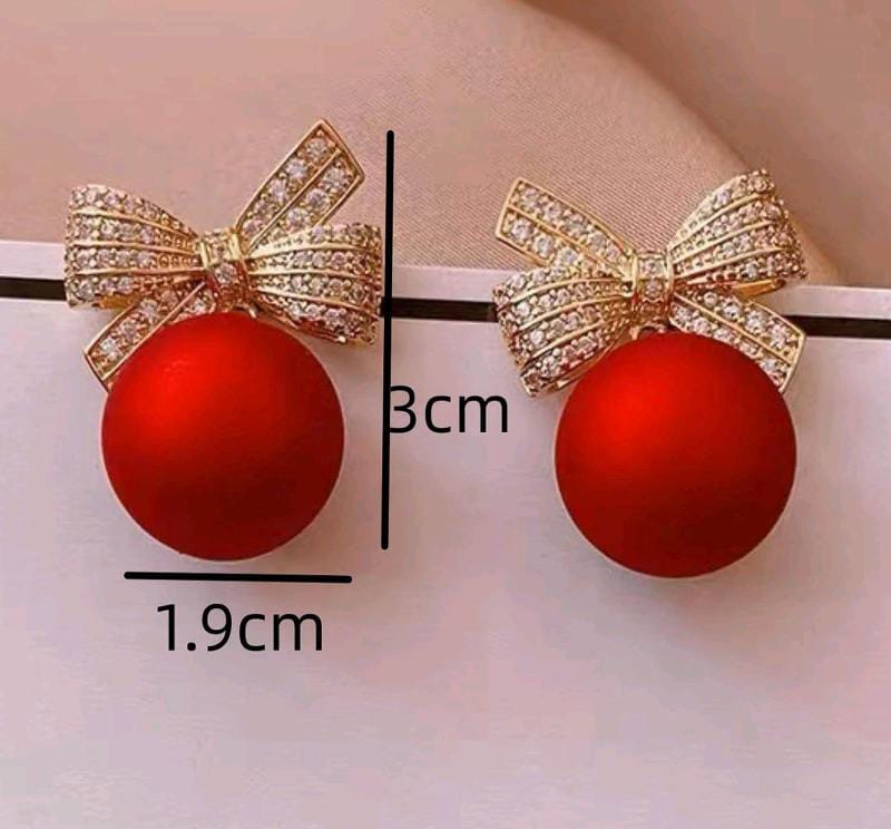 Premium Quality Imported Red Ball Earrings