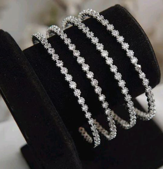 Silver Gleam Stones Bangles for Girls/Women